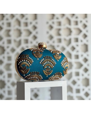 Embroidered blue-green gold...