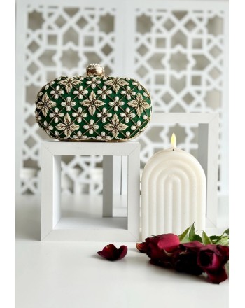 Embroidered Green Floral...